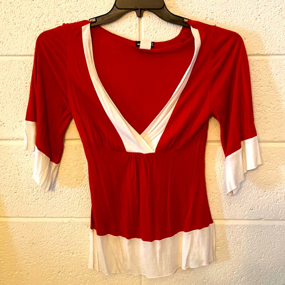 Burgundy/White Blouse